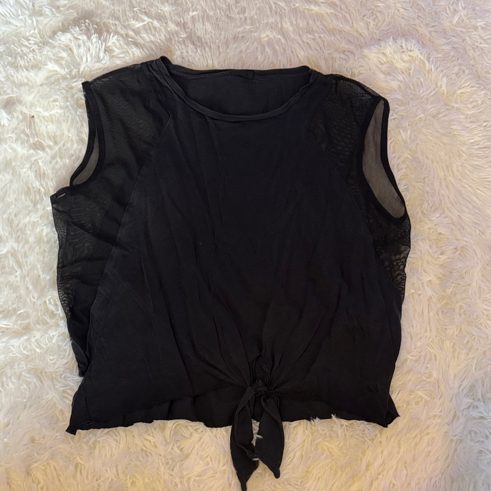 Black Sleeveless Tie-Front Top
